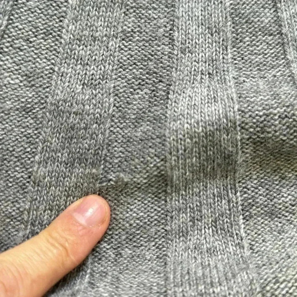 Anthropologie wool grey neon yellow, long sleeve mock turtleneck sweater dress L - Picture 6 of 6